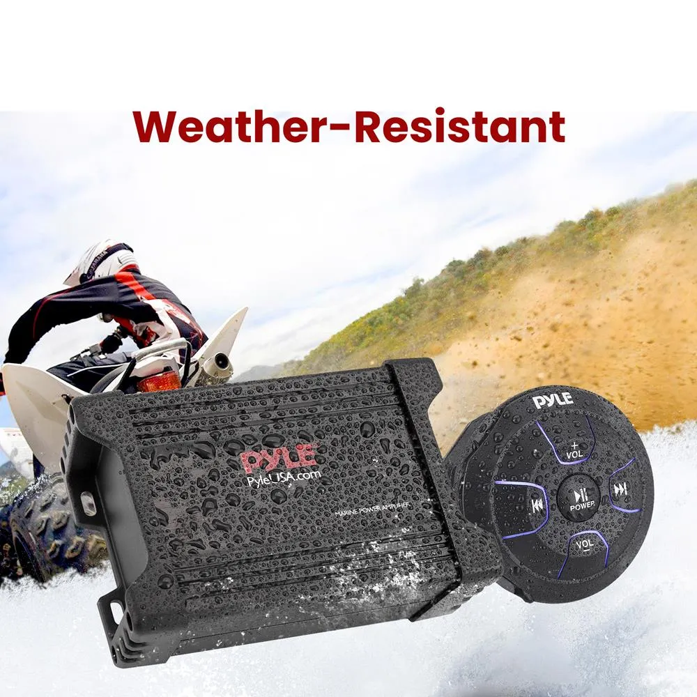 2-Ch. Waterproof Rated Bluetooth Marine Amplifier Kit, Marine Grade Amp, Aux/Rca/Mp3 Audio Input (600 Watt Max)