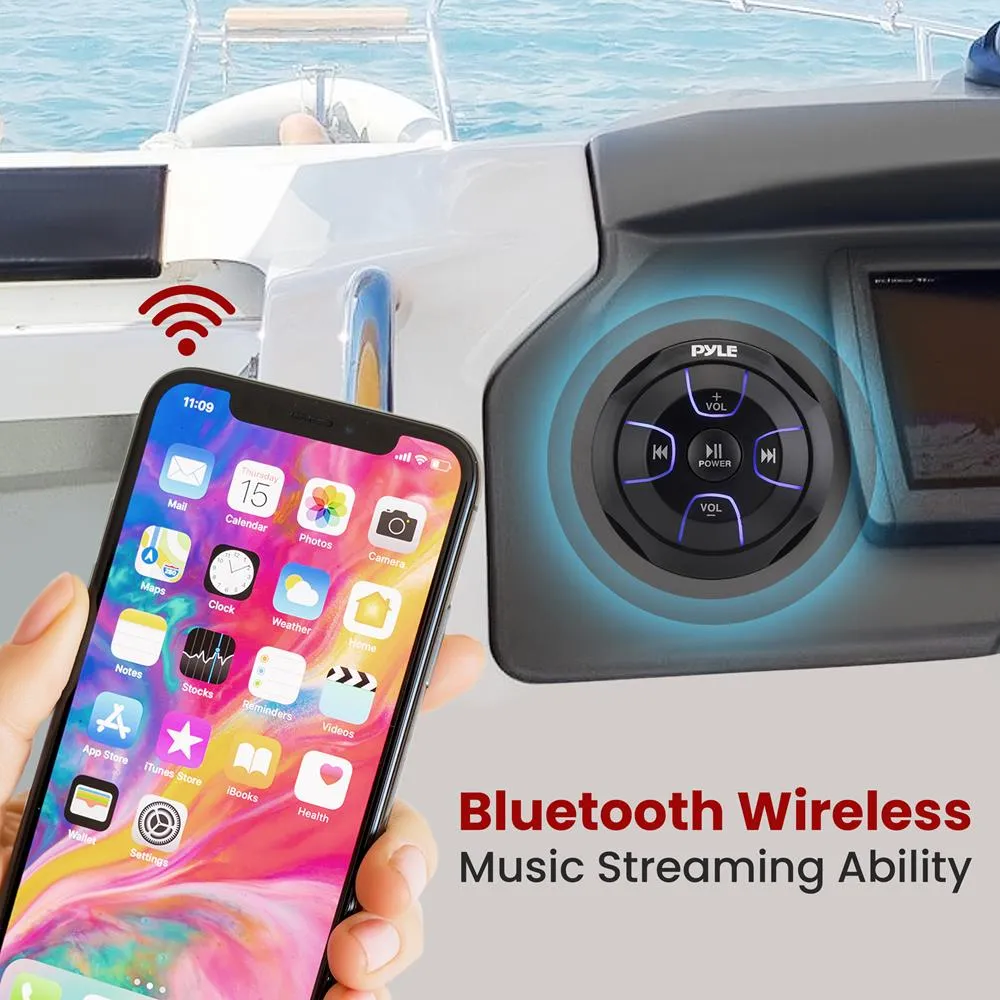 2-Ch. Waterproof Rated Bluetooth Marine Amplifier Kit, Marine Grade Amp, Aux/Rca/Mp3 Audio Input (600 Watt Max)
