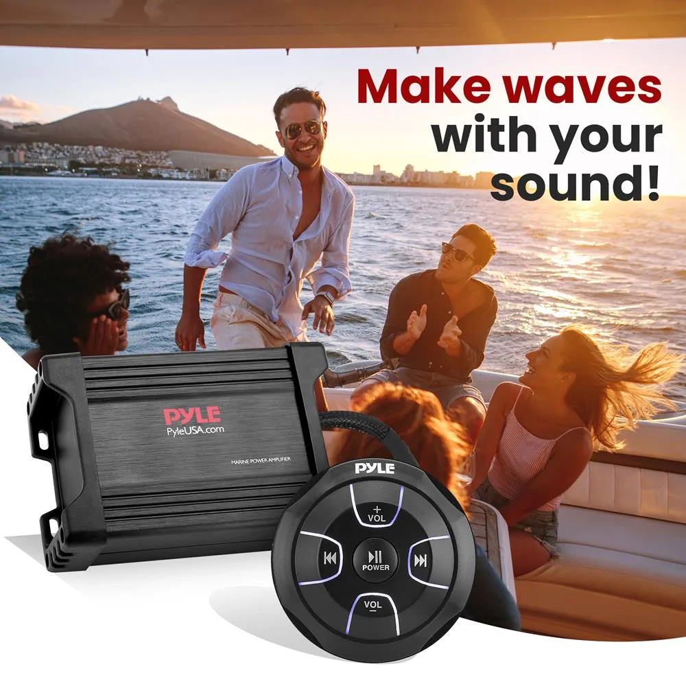 2-Ch. Waterproof Rated Bluetooth Marine Amplifier Kit, Marine Grade Amp, Aux/Rca/Mp3 Audio Input (600 Watt Max)