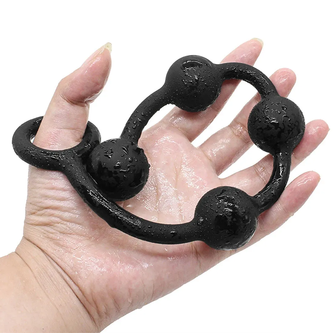 Big Anal Beads Butt Plug - Soft Silicone Black Dildo Sex Toys for Men Women