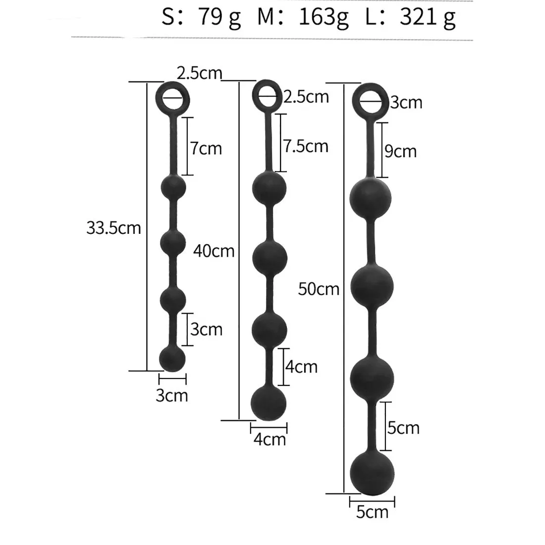 Big Anal Beads Butt Plug - Soft Silicone Black Dildo Sex Toys for Men Women