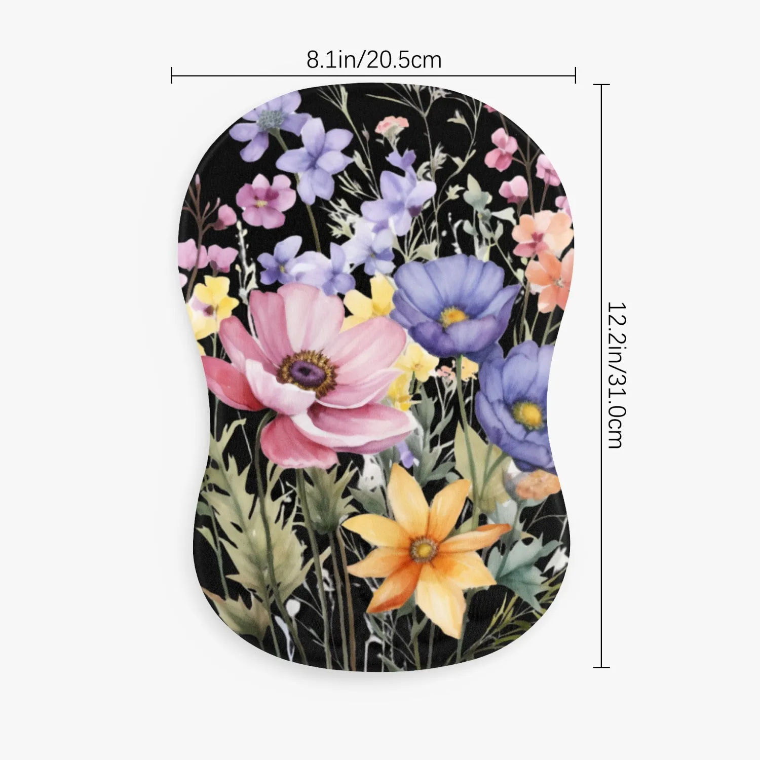 Black Floral Mouse Pad with Wrist Rest