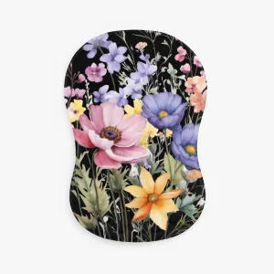 Black Floral Mouse Pad with Wrist Rest