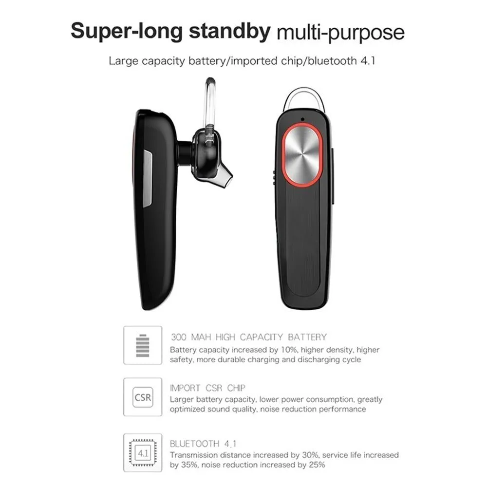Bluetooth  Noise Reduction Wireless Earphone  Mic Handsfree
