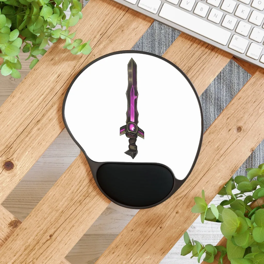 Brown and Purple Sword Mouse Pad With Wrist Rest