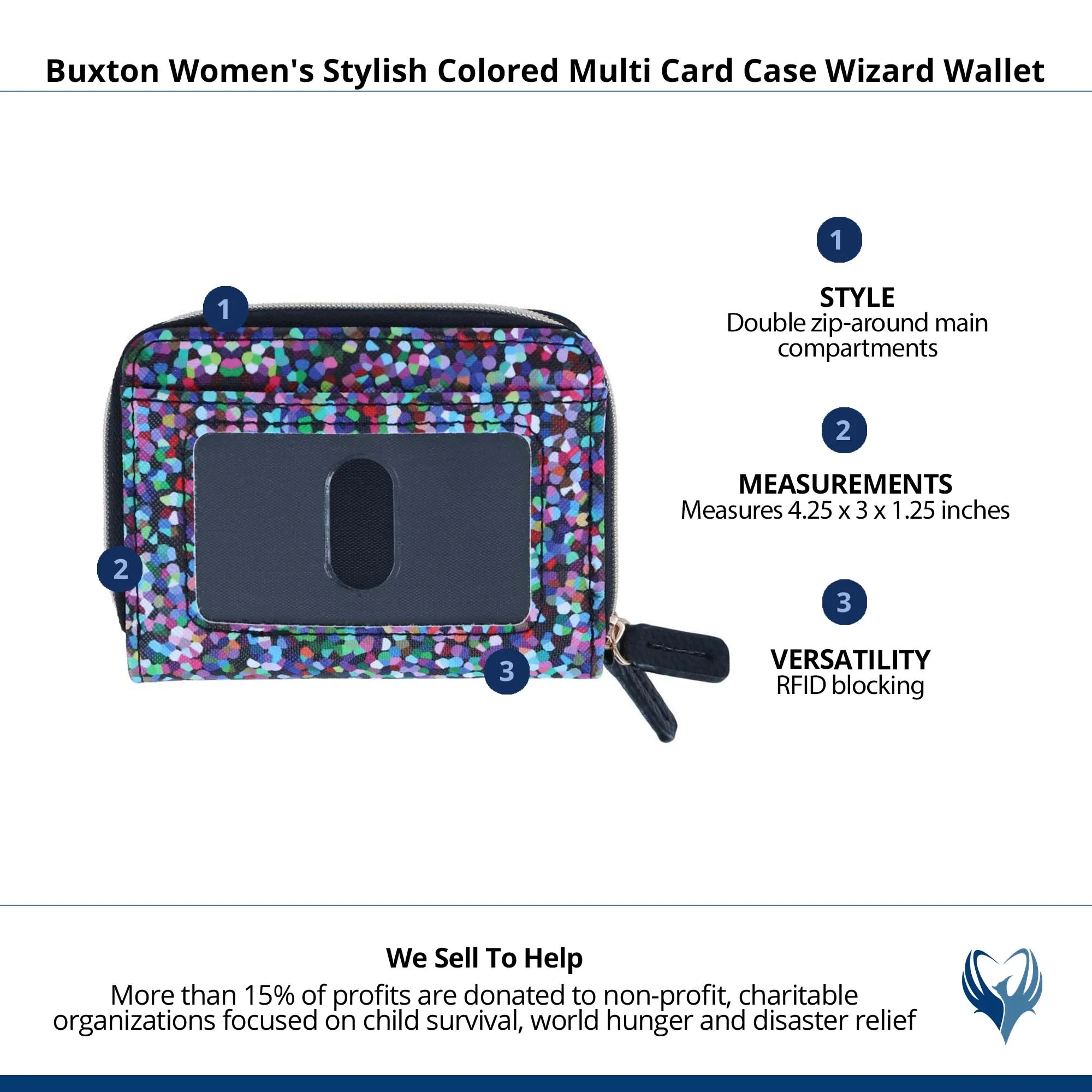 Buxton Women's Stylish Colored Multi Card Case Wizard Wallet