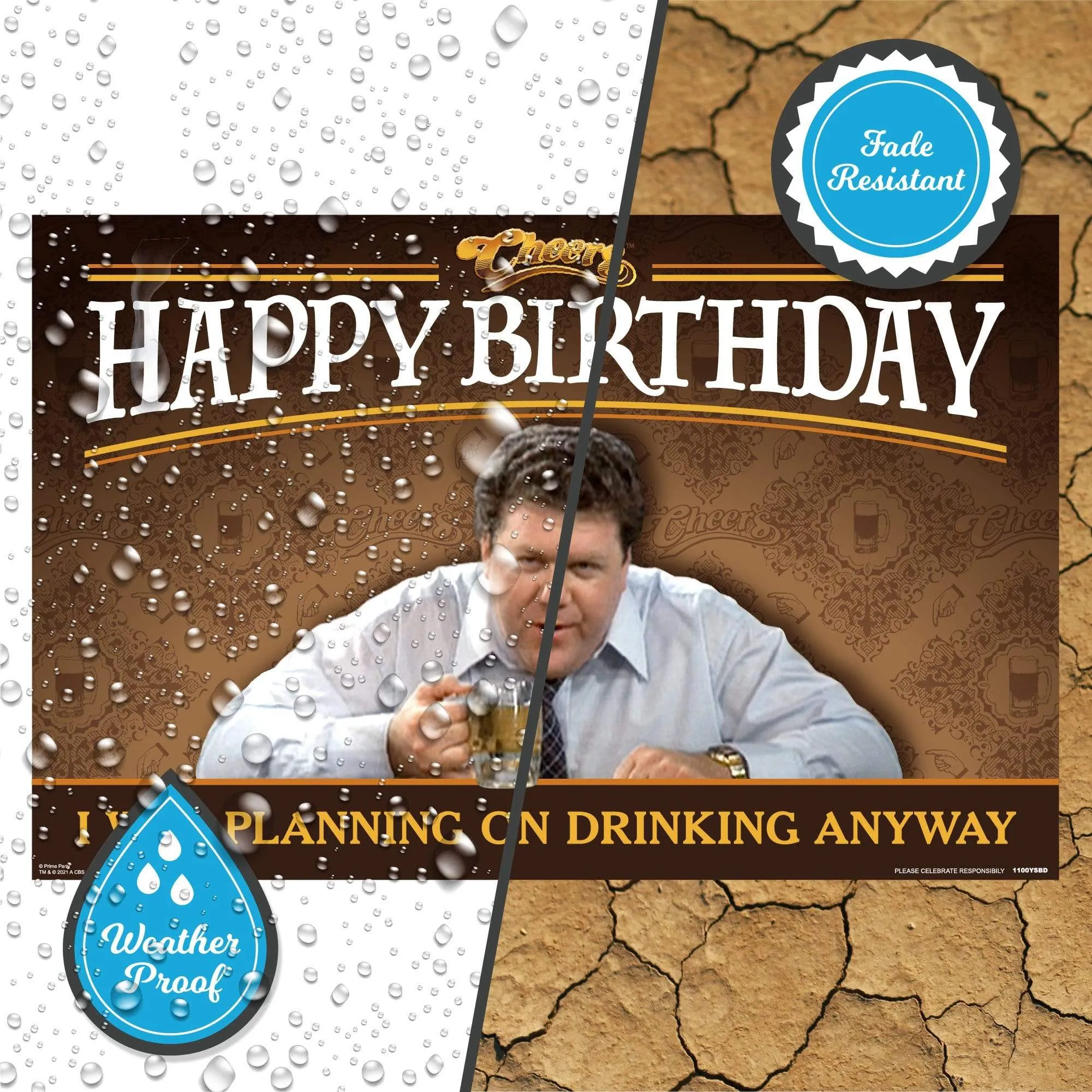 Cheers Happy Birthday, Yard Sign with Lawn Stakes