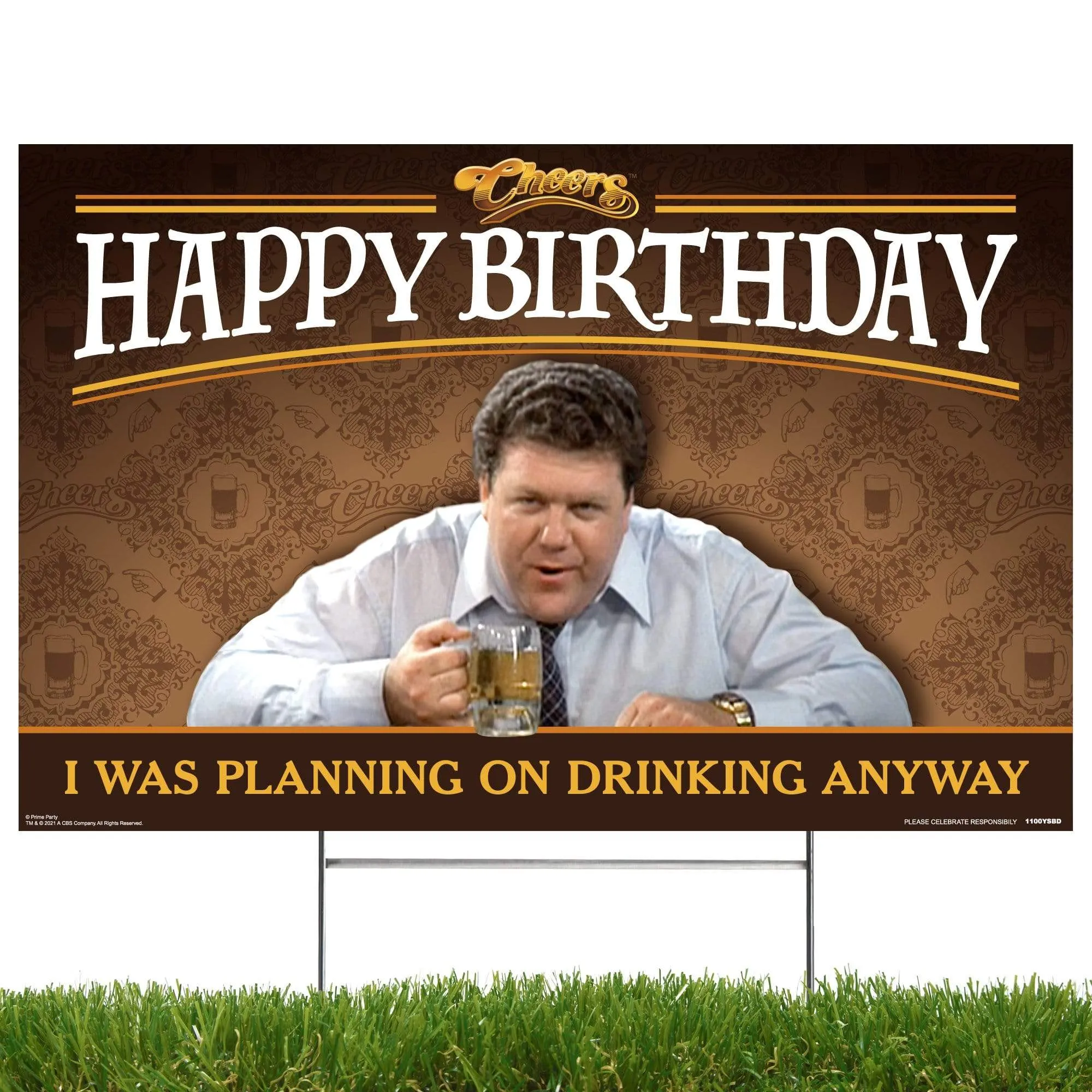 Cheers Happy Birthday, Yard Sign with Lawn Stakes