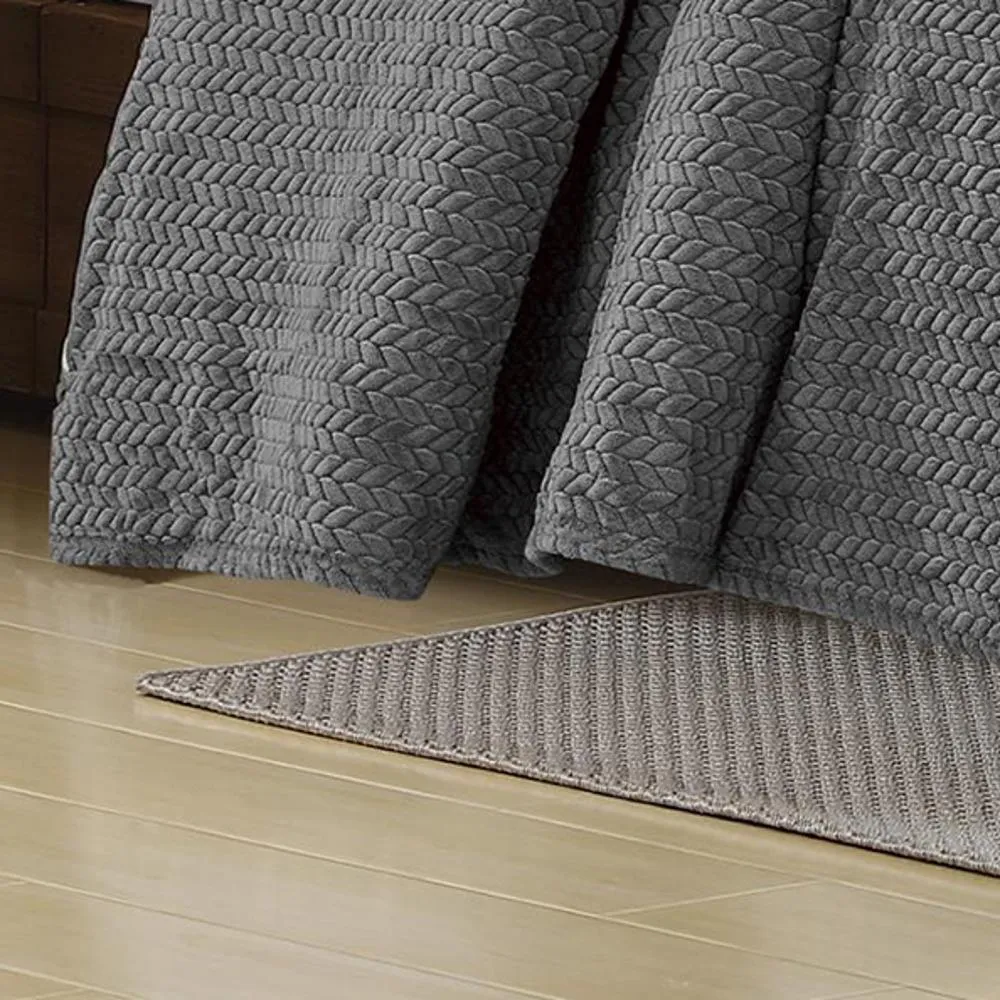 Chevron Reversible and Comfortable Braided Oversized Plush All Season Blanket, Queen, Grey