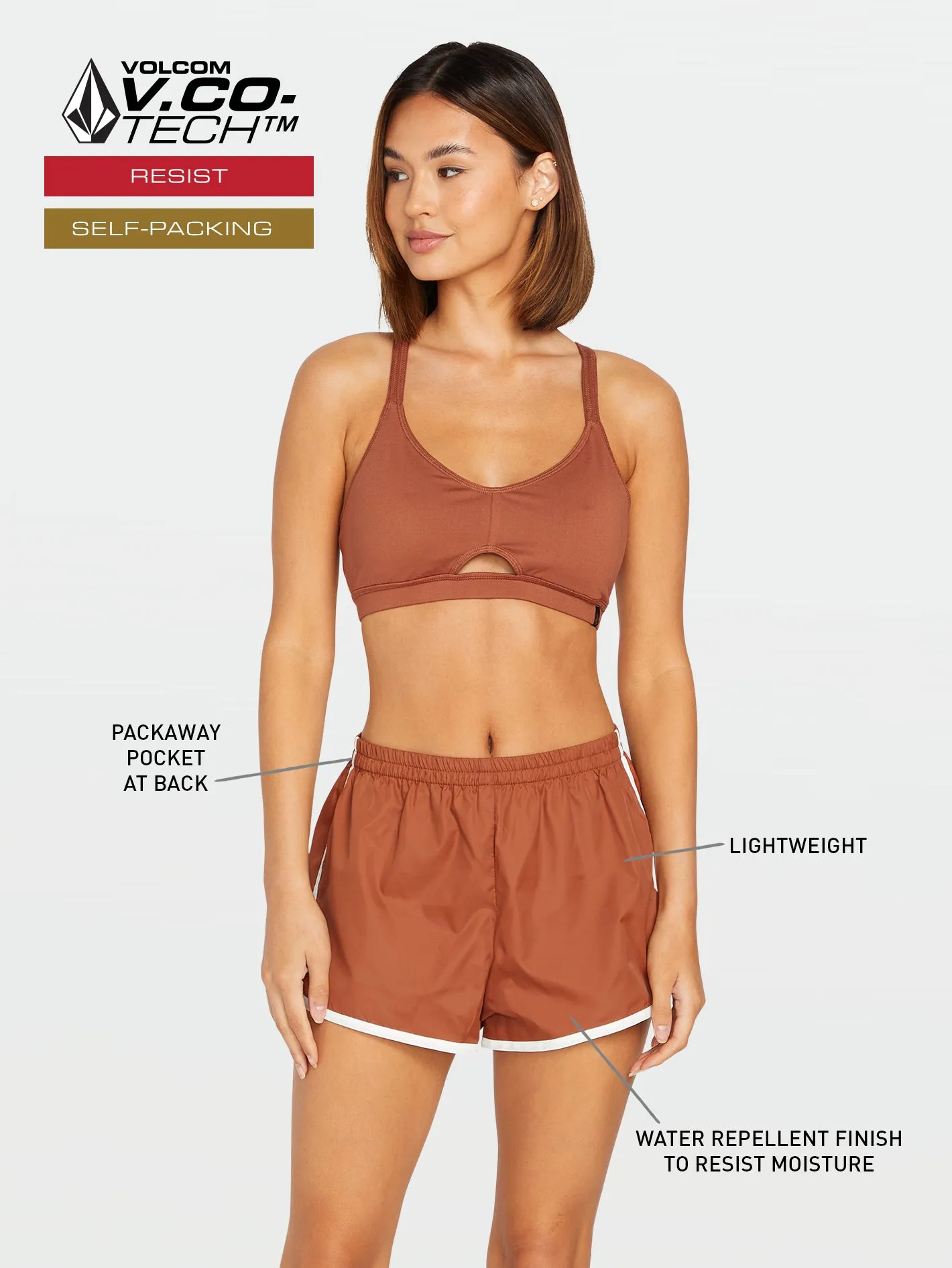 Coco Ho Runner Shorts - Dark Clay