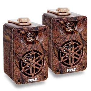 Compact 3.5” Wall Mount Home Speakers, 3-Way Indoor/Outdoor Speaker System, Camo Style, 200 Watt (Pair)