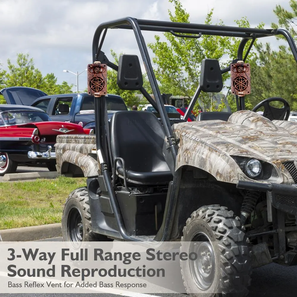 Compact 3.5” Wall Mount Home Speakers, 3-Way Indoor/Outdoor Speaker System, Camo Style, 200 Watt (Pair)