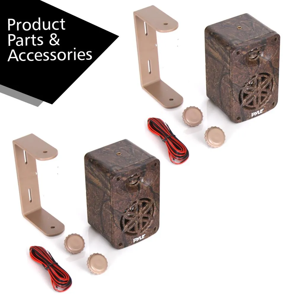 Compact 3.5” Wall Mount Home Speakers, 3-Way Indoor/Outdoor Speaker System, Camo Style, 200 Watt (Pair)