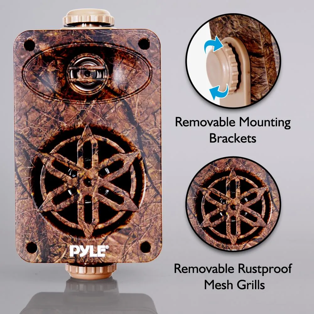 Compact 3.5” Wall Mount Home Speakers, 3-Way Indoor/Outdoor Speaker System, Camo Style, 200 Watt (Pair)