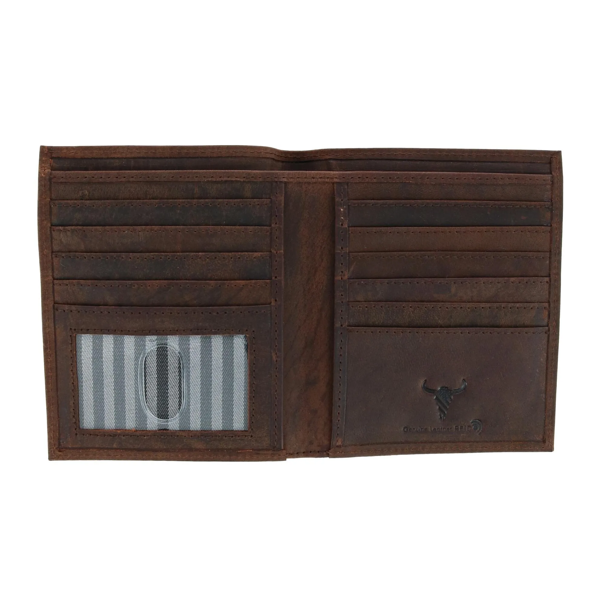 CTM® Men's Distressed Hunter Leather RFID Hipster Wallet