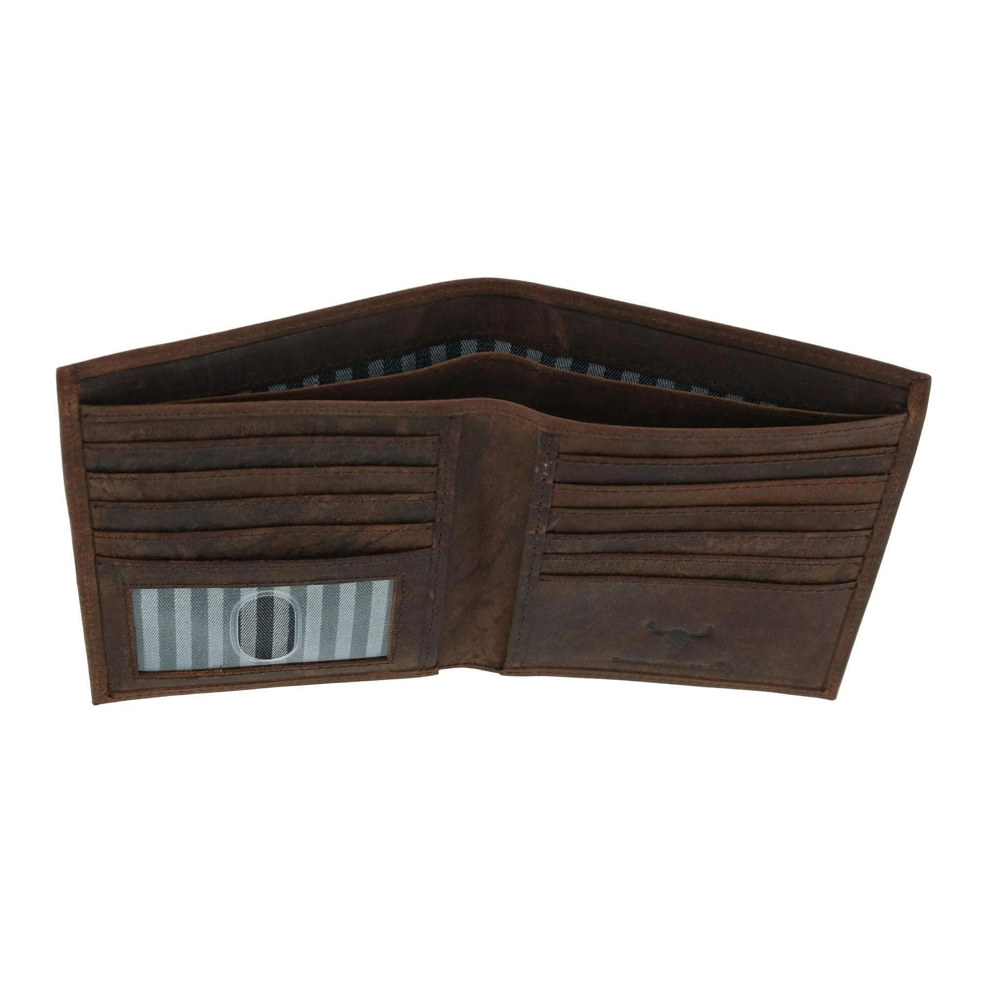 CTM® Men's Distressed Hunter Leather RFID Hipster Wallet