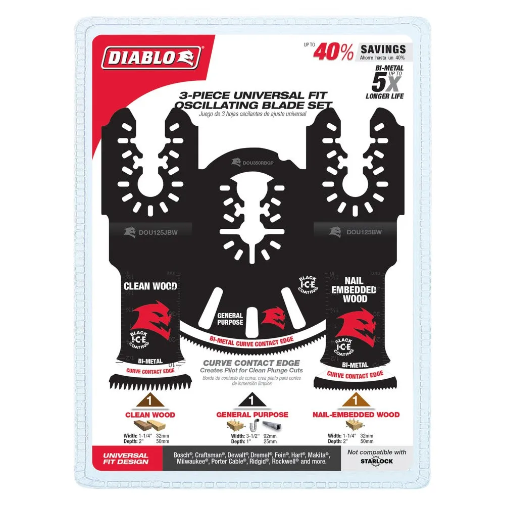 Diablo Universal Bi-Metal Oscillating Blade Set (3 Pack)