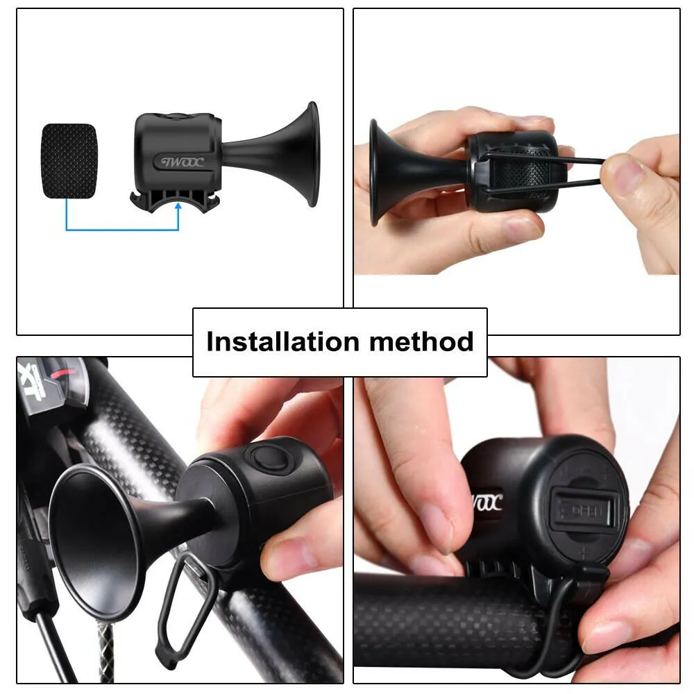 Electric Bike Bell 120dB Mini Bicycle Horn Battery Powered Waterproof for MTB Mountain Bike Road Bike Electric Scooter