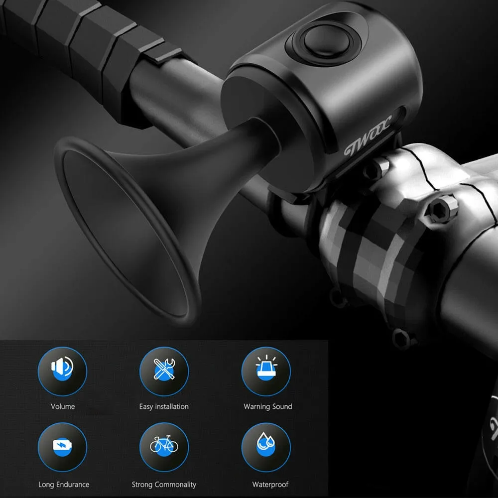 Electric Bike Bell 120dB Mini Bicycle Horn Battery Powered Waterproof for MTB Mountain Bike Road Bike Electric Scooter