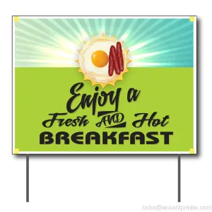 Enjoy A Fresh And Hot Breakfast Curbside Sign, 24"wx18"h,Full Color Double Sided