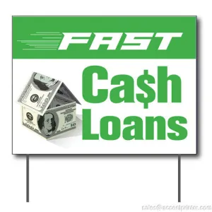 Fast Cash Loans Curbside Sign, 24"w x 18"h, Full Color Double Sided