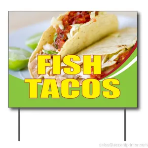 Fish Tacos Curbside Sign, 24"w x 18"h, Full Color Double Sided