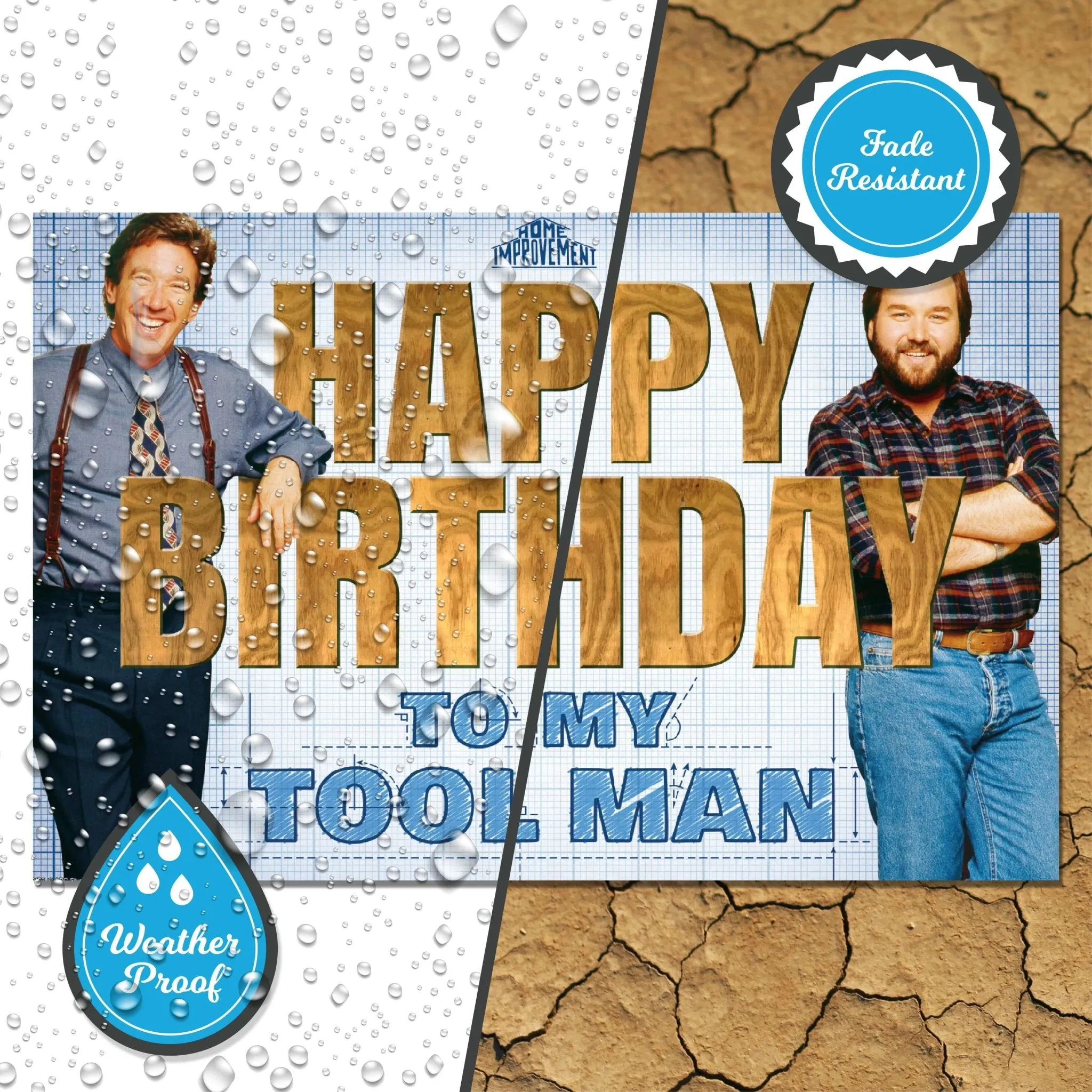 Home Improvement Yard Sign with Lawn Stakes, Happy Birthday to my Tool Man