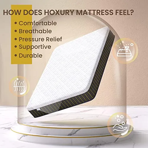 HOXURY Full Size Mattress, 12 Inch Memory Foam Mattress with Innerspring Hybrid Mattress in a Box, Motion Isolation & Pressure Relief & Medium Firm & Supportive, 100-Night Trial 10-Year Support