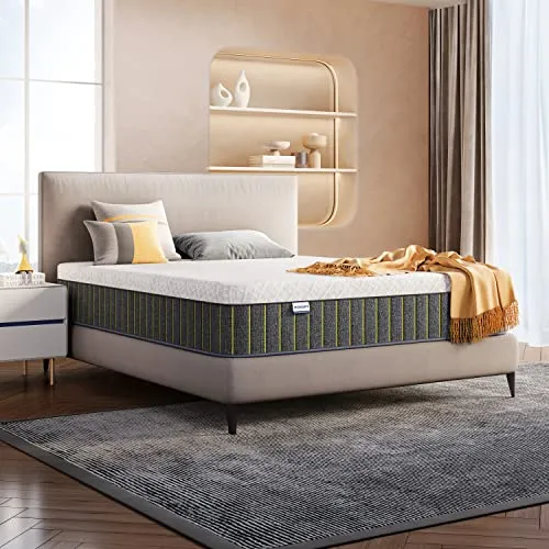 HOXURY Full Size Mattress, 12 Inch Memory Foam Mattress with Innerspring Hybrid Mattress in a Box, Motion Isolation & Pressure Relief & Medium Firm & Supportive, 100-Night Trial 10-Year Support