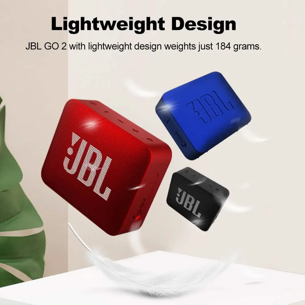 JBL GO2 Waterproof Bluetooth Speaker with 5-Hour Playtime for Outdoor Adventures