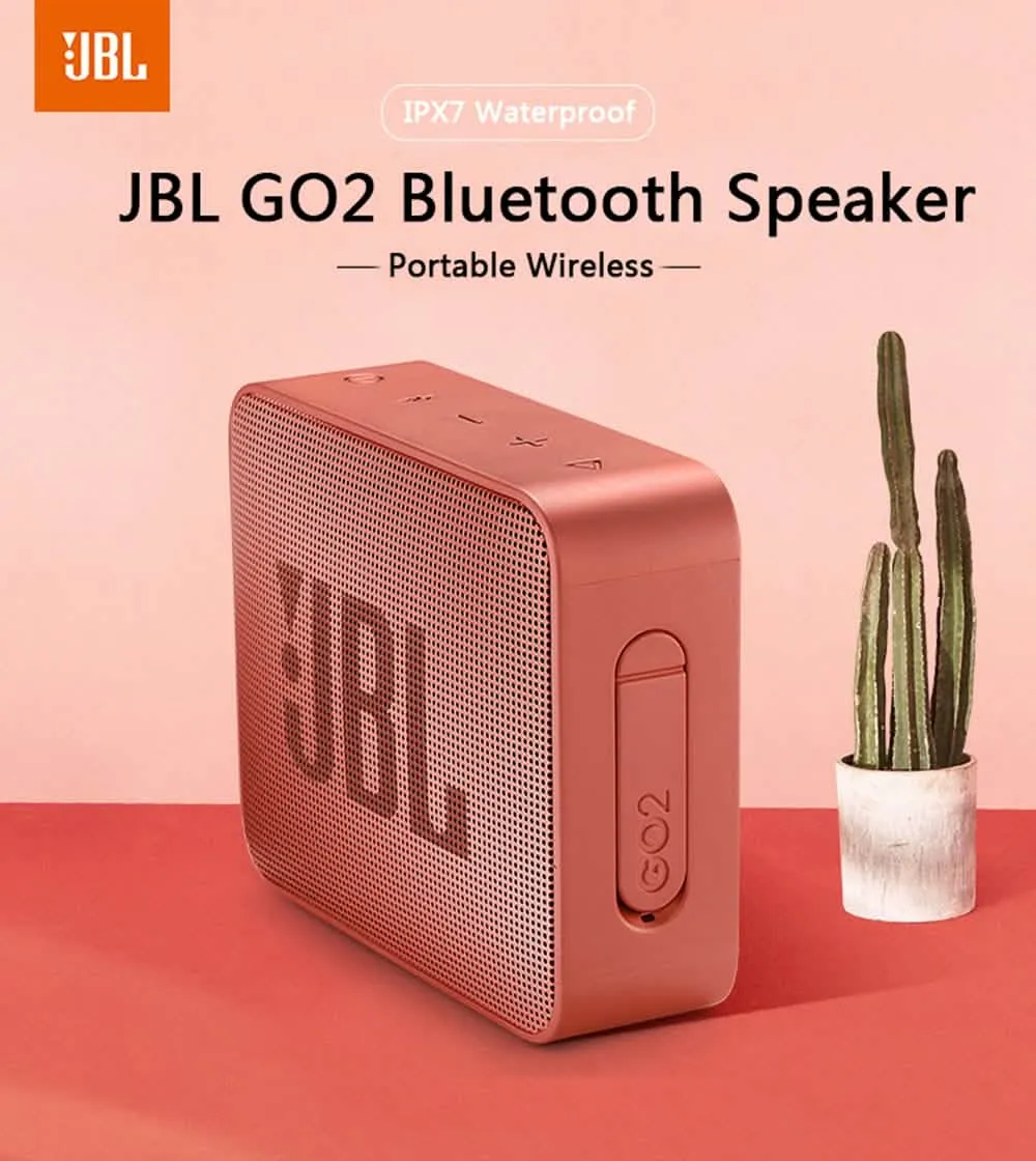 JBL GO2 Waterproof Bluetooth Speaker with 5-Hour Playtime for Outdoor Adventures
