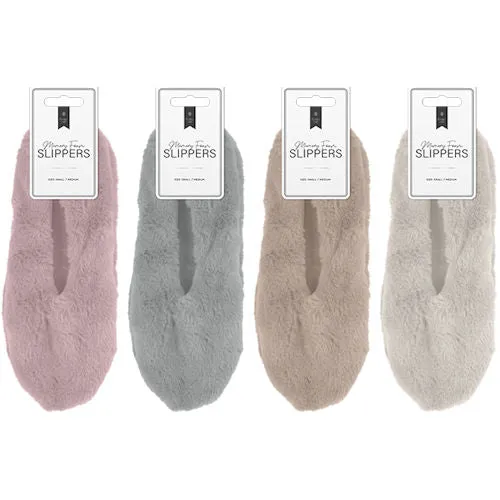 Ladies' Faux Fur Slipper Socks Memory Foam - Medium / Large Cosy Supportive Indoor Footwear