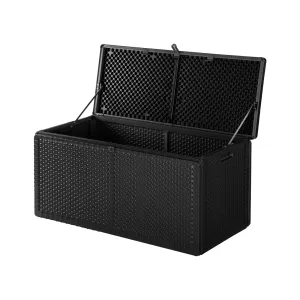 Livsip Outdoor Storage Box Bench 310L Cabinet Container Garden Deck Tool Black