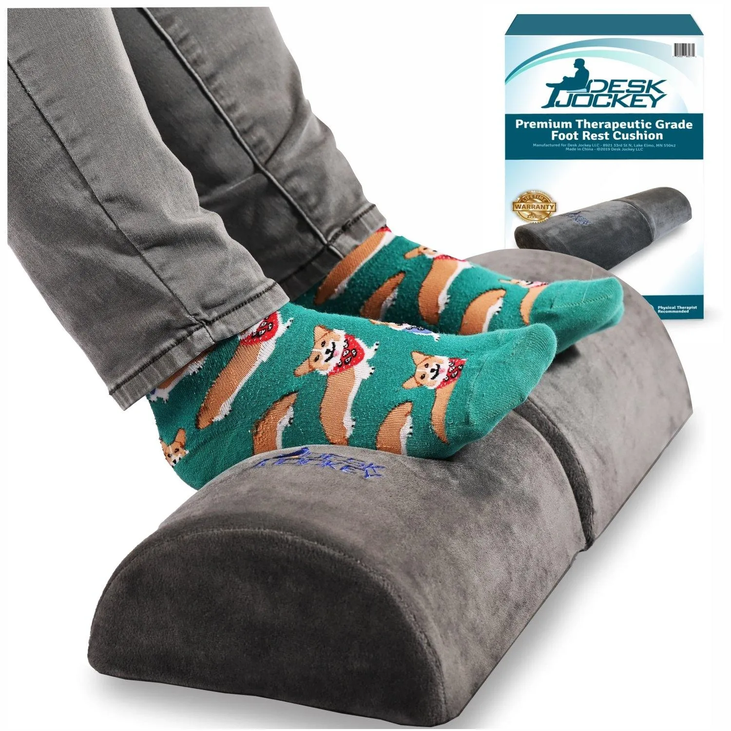 Memory Foam Office Under Desk Foot Rest Cushion with Plush Casing