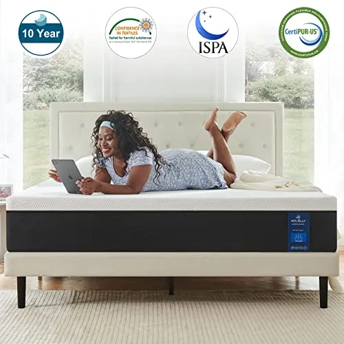 Molblly Twin Size Mattress, 10 Inch Cooling-Gel Memory Foam Mattress Bed in a Box, Cool Twin Bed Supportive & Pressure Relief with Breathable Soft Fabric Cover, Premium