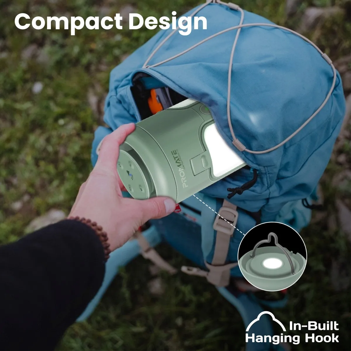 Multifunctional Camping Kit with LED Light, 6000mAh Power Bank and Bluetooth Speaker