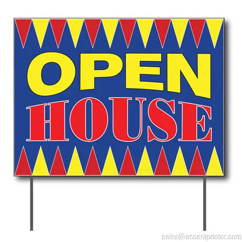 Open House Curbside Sign, 24"w x 18"h, Full Color Double Sided