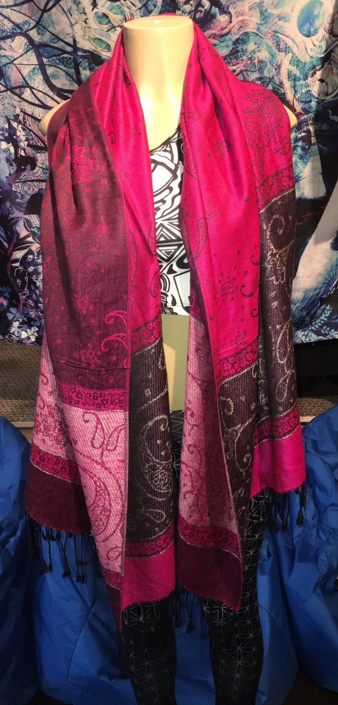 Pashmina - Pink with Rainbow Accents