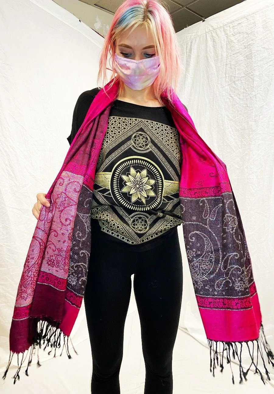 Pashmina - Pink with Rainbow Accents