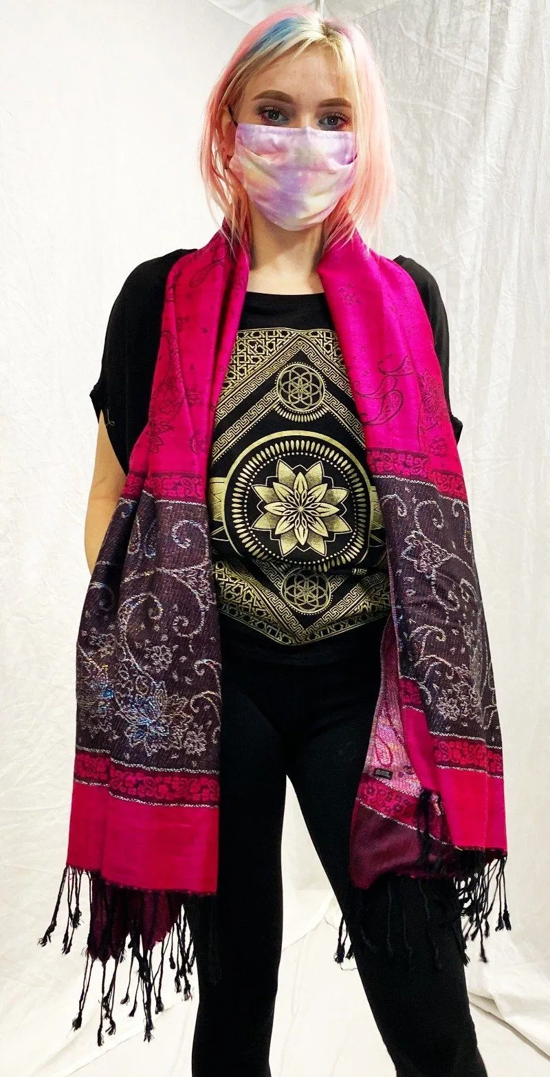 Pashmina - Pink with Rainbow Accents