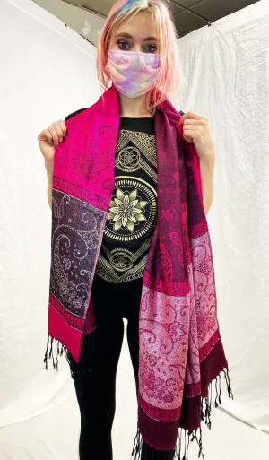 Pashmina - Pink with Rainbow Accents