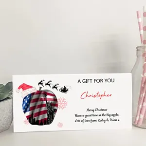 Personalised Christmas Card Money Gift Wallet Travel Voucher New York Big Apple