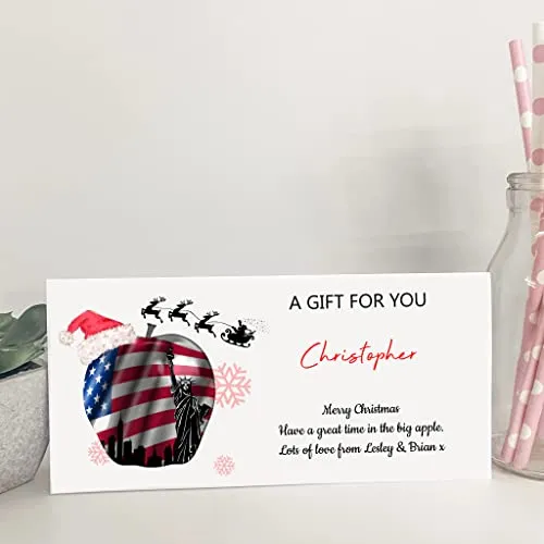 Personalised Christmas Card Money Gift Wallet Travel Voucher New York Big Apple