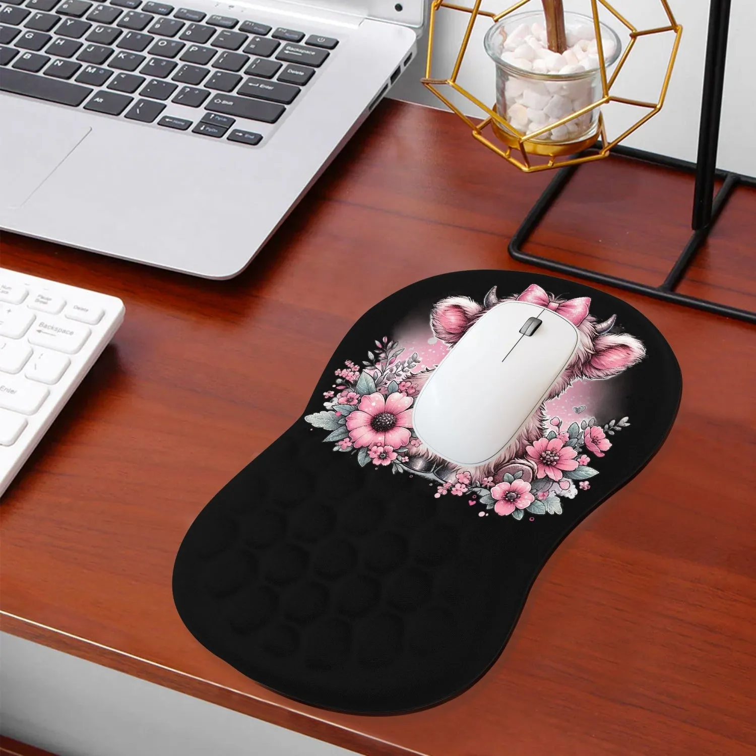 Pink Cow  Mouse Pad with Wrist Rest