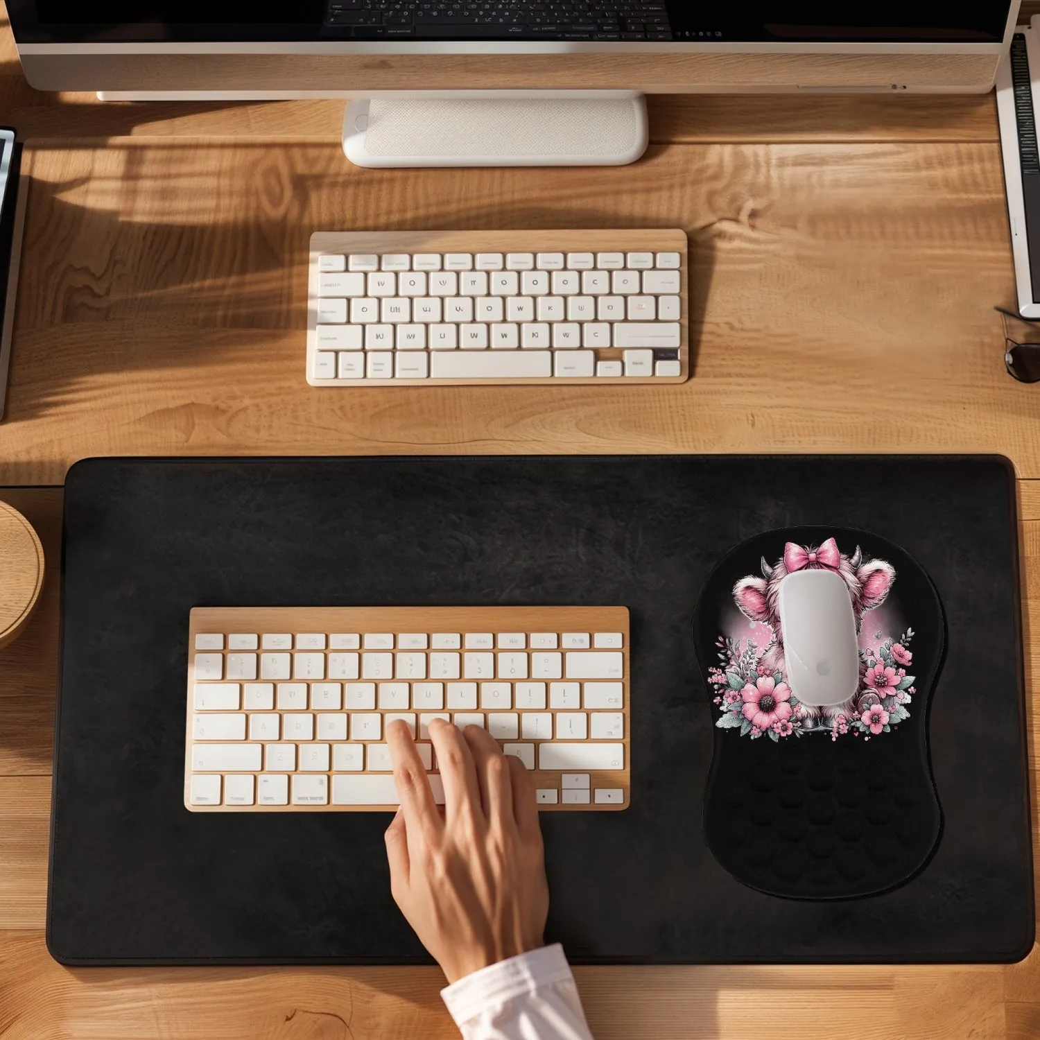 Pink Cow  Mouse Pad with Wrist Rest