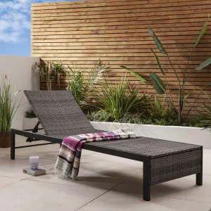 Rena rattan sun lounger - grey
