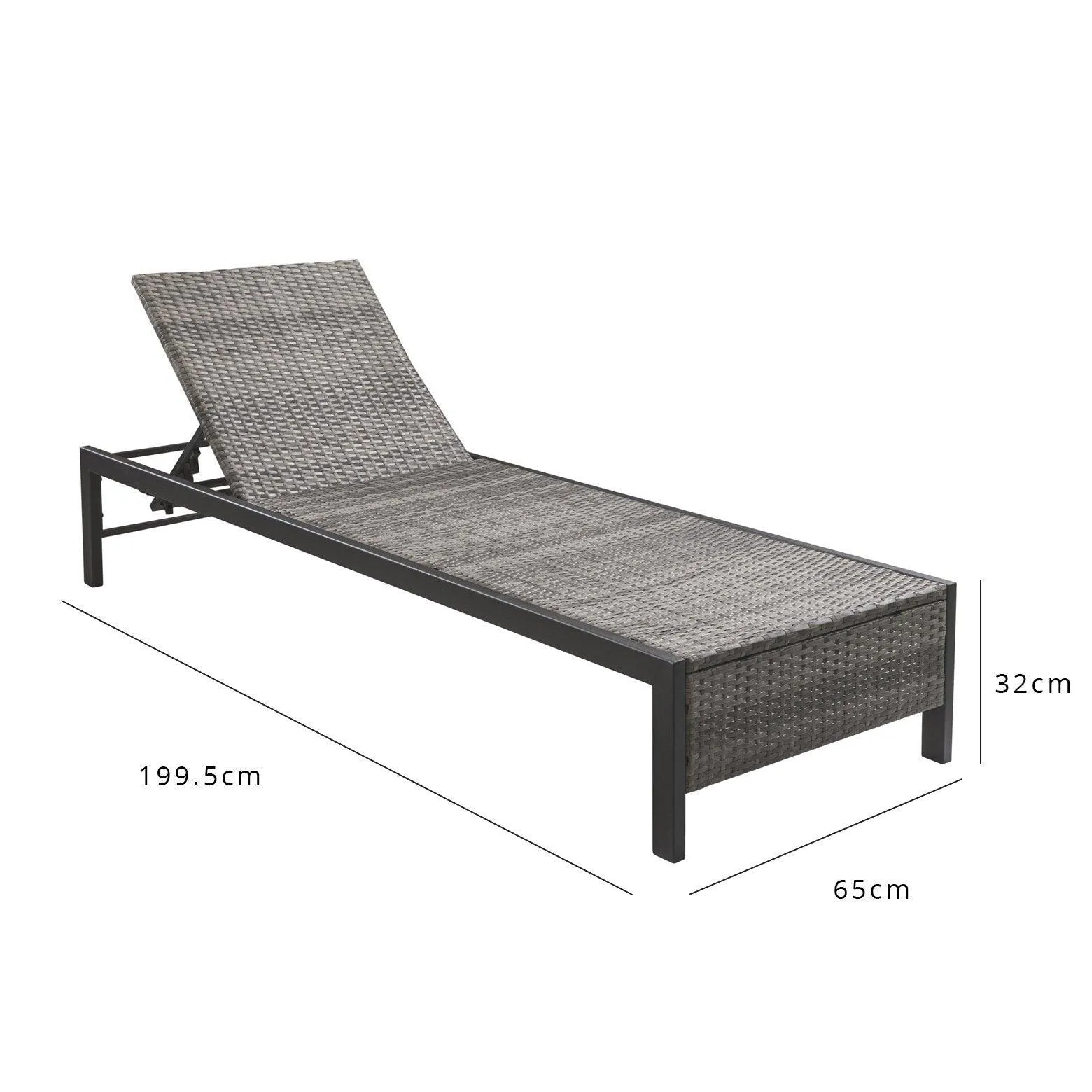 Rena rattan sun lounger - grey