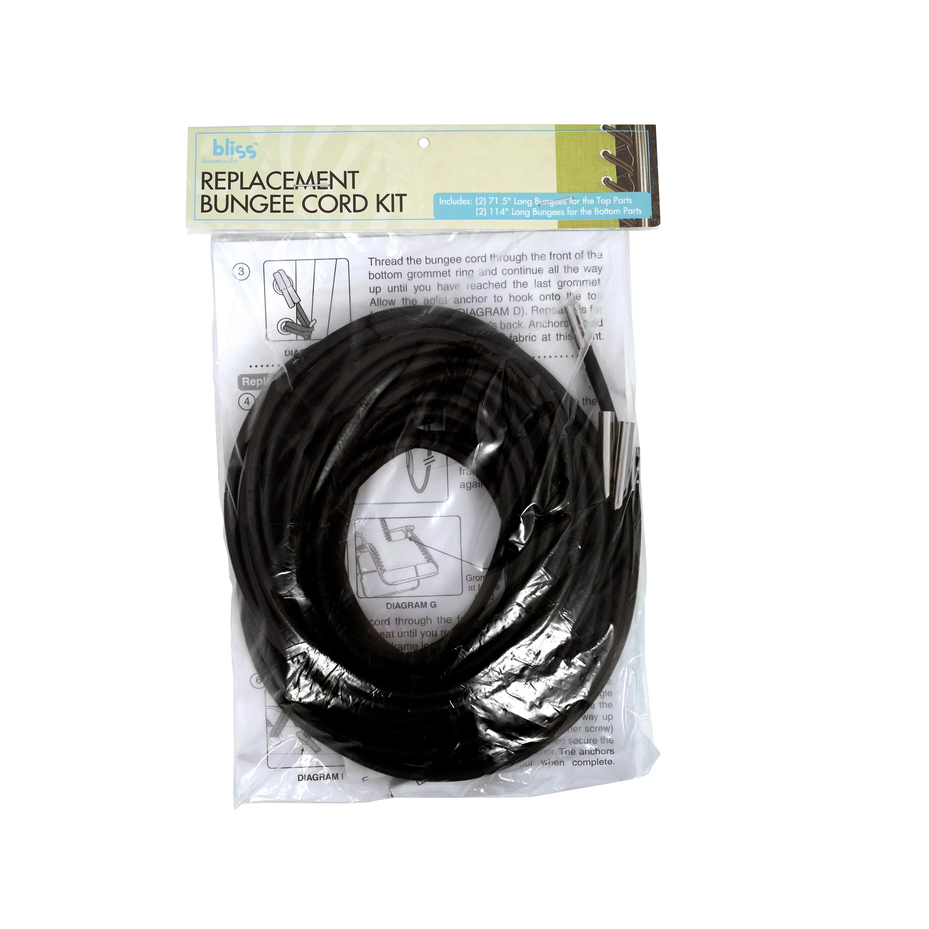 Replacement Bungee Cord Kit For Folding Side Tables | 2 x 55-in. Cords