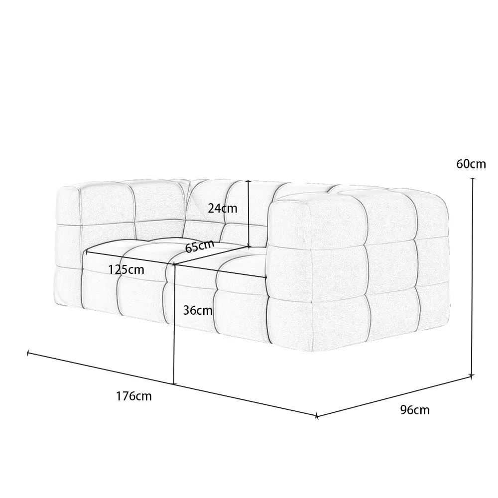 Serenity Latex Foam Boucle Sofa Ottoman Set In Grey