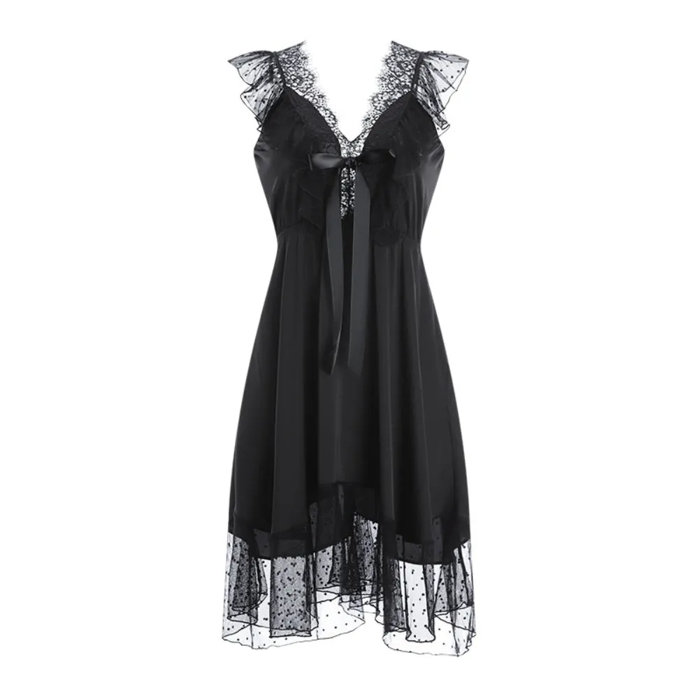 Sexy Nightdress Halter Slip Dress Sweet Lace Comfortable Breathable Women's Home Wear Set
